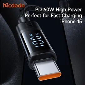 کابل دو سر تایپ سی 60 وات 1.2 متر مک دودو Mcdodo Battery Level Visible Cable CA-5780