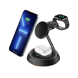 شارژر وایرلس 3 کاره رو میزی لولو Levelo Sienese 3 In 1 Wireless Charger LVLSN31WCBK