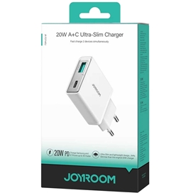 آداپتور شارژ دو پورت 20 وات جویروم JOYROOM JR-TCF14 20W Super Slim Charger