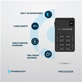 چندراهی برق 2500 وات به همراه کابل جمع شونده پاورولوژی Powerology Power Strip PWCUQC029