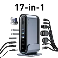 هاب 17 پورت تایپ سی بیسوس Baseus Working Station Three-Screen Multifunctional Type-C CAHUB-DG0G
