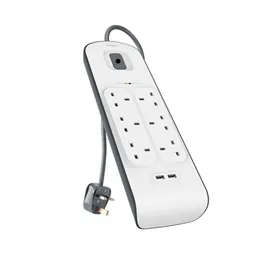 چندراهی برق بلکین 6 پورت به همراه 2 پورت USB مدل Usb Surge Protection BSV604AR2M Belkin Usb Surge Protection BSV604AR2M