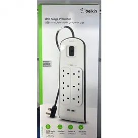 چندراهی برق بلکین 6 پورت به همراه 2 پورت USB مدل Usb Surge Protection BSV604AR2M Belkin Usb Surge Protection BSV604AR2M