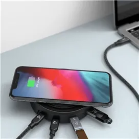 شارژ بیسیم و هاب هفت کاره برند آدام المنتس مدل Adam Elements CASA Hub O7 Wireless Charger USB 3.1 & USB-C 1 in 7 Black