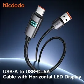 کابل تایپ سی 66 وات با نمایشگر مک دودو Mcdodo 6A Type-C USB Data Cable CA-6520