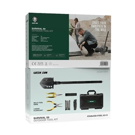 ست ابزار کمپینگ و بقا چندکاره گرین لاین Green Lion Survival X9 Outdoor Tool Kit GNSRX9TOOLBK