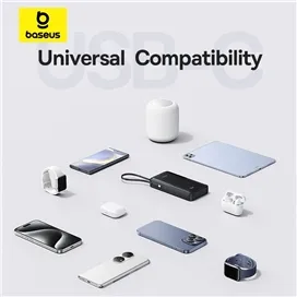 پاوربانک 20وات 10000 با کابل بیسوس Baseus Power Bank Bipow 2 With Cable PPBD2-1W20