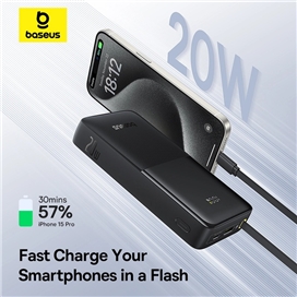 پاوربانک 20وات 10000 با کابل بیسوس Baseus Power Bank Bipow 2 With Cable PPBD2-1W20