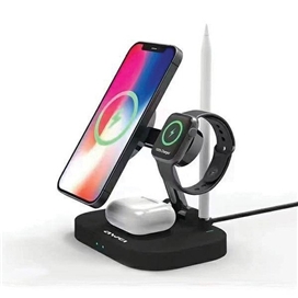 استند و شارژر وایرلس چندکاره اوی Awei W22 4 in 1 توان 15 وات با قابلیت شارژ اپل واچ