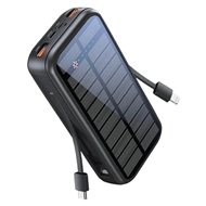 پاوربانک خورشیدی 20000 گرین لاین Green Lion Solar Force GNSOLF20PBBK توان 22.5 وات و کابل متصل
