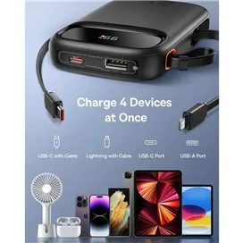 پاوربانک 20000 بیسوس Baseus QPow 2 P10055009113-00 توان 30 وات با کابل متصل