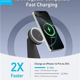 شارژر وایرلس 15 وات مگ سیف انکر مدل A25M7