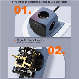 چند راهی برق 6 کاره الدینیو Ldnio Power Socket Cube SE3338
