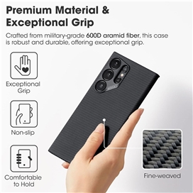 قاب گلکسی S24 Ultra برند پیتاکا مدل PITAKA MagEZ Case (Black/Grey Twill) مناسب برای Samsung Galaxy S24 Ultra