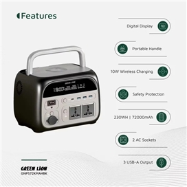 پاور استیشن 72000میلی آمپر 600 وات گرین لاین Green Lion 72000mah Power Station GNPS72KMAHBK