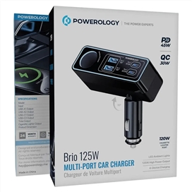 شارژر فندکی 5 پورت 125 وات پاورولوژی Powerology Brio Multi-Port Car Charger PWDA58BK