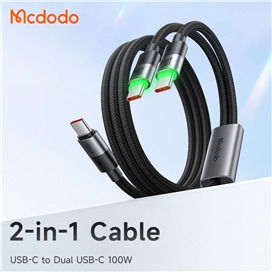 کابل شارژ چند سر تایپ سی 100 وات 1.5 متر مک دودو Mcdodo 2in1 Cable CA-6740