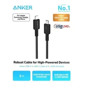 کابل شارژ 240 وات 0.9 متری USB-C به USB-C انکر مدل A81D5