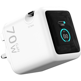 آداپتور شارژ 70 وات هوشمند پاورولوژِی Powerology Halo Dual-Port GaN Charger PWCUQC051