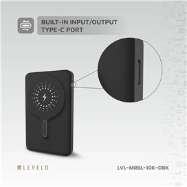 پاوربانک وایرلس 10000 لولو Levelo Marbella MagSafe Leather Power Bank LVLMRBL10KORG