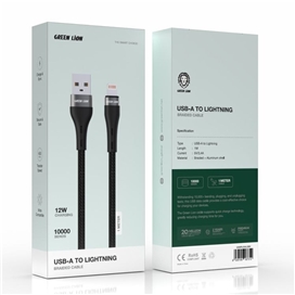 کابل شارژ لایتنینگ 1 متر گرین لاین Green Lion Braided Cable GNBRUSALGBK
