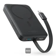 پاوربانک وایرلس 10000 مگنتی بیسوس Baseus P1002210B223 Magnetic Mini توان 30 وات با کابل Type C متصل
