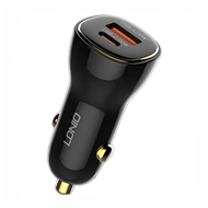 شارژ فندکی 2 پورت 60 وات همراه با کابل الدینیو LDNIO Fast Car Charger C103