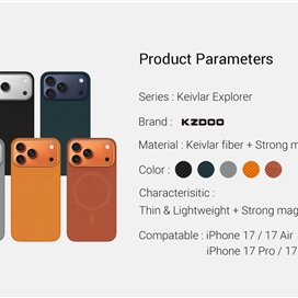 قاب برند Kzdoo کی زد دو مدل Keivlar Explorer کولار مناسب برای Apple iPhone 17 Pro Max