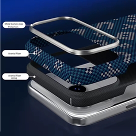 قاب Blueo بلو Gilded Tactile Woven Aramid Fiber Magnetic Case مناسب برای Apple iPhone 17 Pro